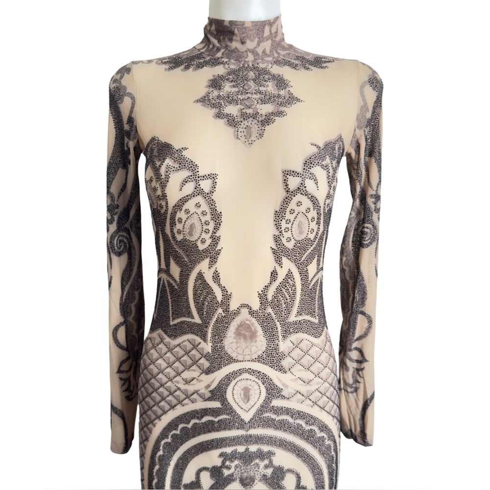 KIKIRIKI Tattoo Mesh Maxi Dress Size M - Picture 8 of 11